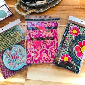 TANG DYNASTY | 3 | Colorful Bundle Lot Embroidered Crossbody Satchel Clutch Bags